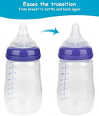 Demonstration of the soft stretchable silicone material used in these authentic imported feeding accessories.