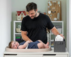 Zeepops baby changing pad angled perspective highlighting wipeable waterproof surface.