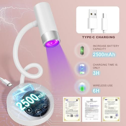 Type C charging port and power switch on the portable cordless nail lamp.