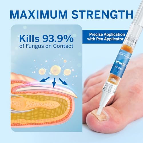 Close up of the brush applicator on the Ariella nail fungus repair pen.