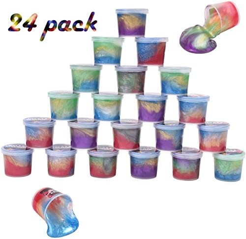 Galaxy slime pack sorted into birthday goodie bag stuffers for a kids party