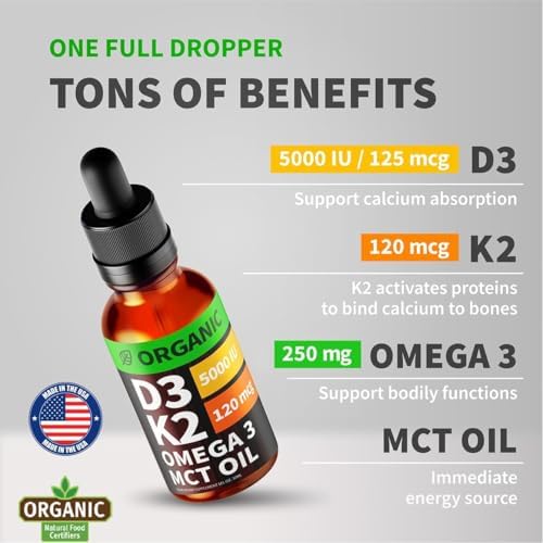 Nusava organic liquid supplement bottle next to dropper