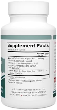 Wellness Resources Quercetin Phytosome bottle side profile supplement facts