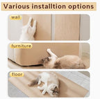 Beige trimmable carpet corner protector attached to a wooden table leg