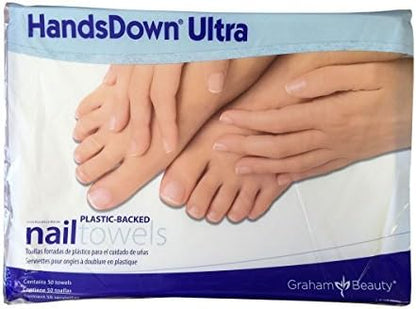 Graham Hands Down nail towel texture showing absorbent side and plastic backing