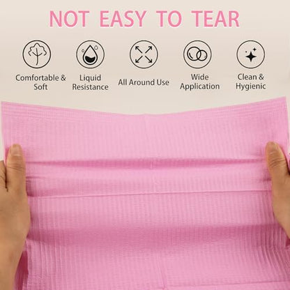 Folded pink disposable nail mats for easy storage