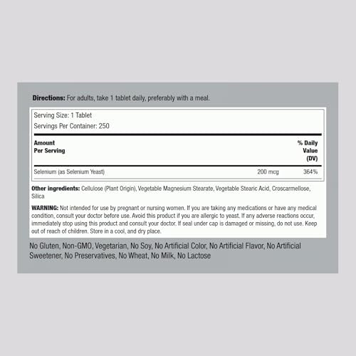 Piping Rock 250 vegetarian tablets supplement label showing USA imported facts