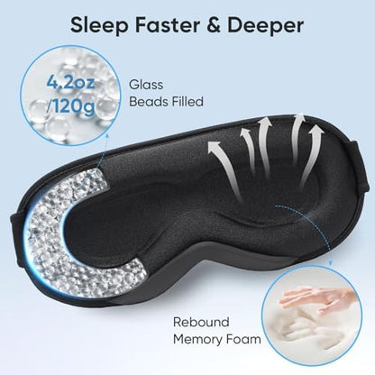 Azang sleep mask demonstrating zero eye pressure and light blocking design