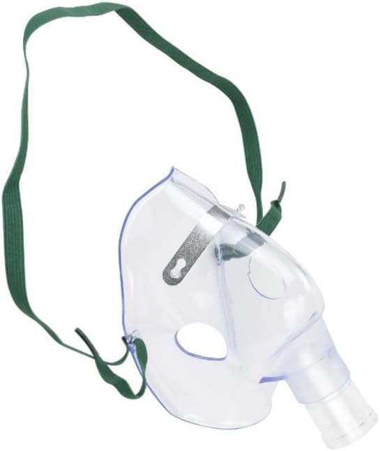 Two pack of clear latex-free aerosol masks with 22mm universal connectors for nebulizers.