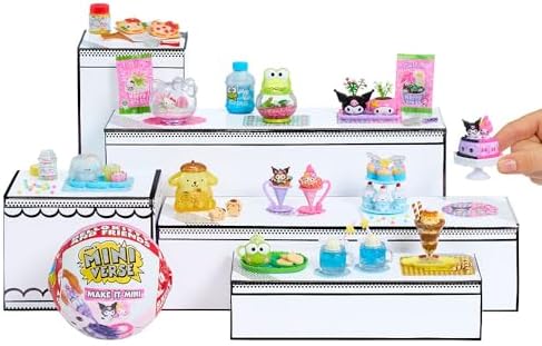 Finished Sanrio miniature collectibles displayed inside the transformed capsule sphere cases