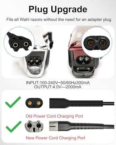 WUKUR replacement power cord for professional hair clippers with included cleaning brush