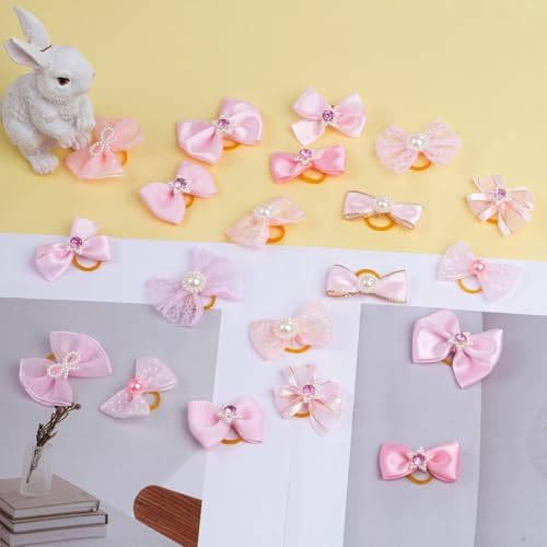 Variety of pink style bows for small dogs by Pistha