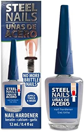 Steel Nails Hardener packaging displaying keratin and calcium ingredients