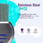 Close up of ultra-fine stainless steel teeth for nit removal