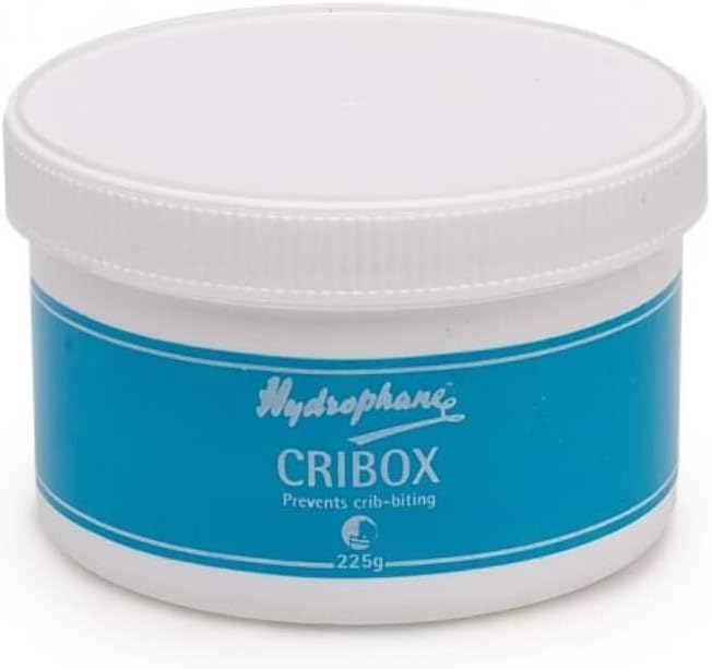 Hydrophane Cribox anti-cribbing paste front view sixteen ounce tub