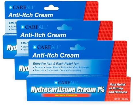 USA imported CareAll hydrocortisone 1% cream for psoriasis and skin irritation.