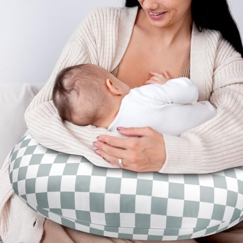 Nursing pillow cover stretched over standard pillow