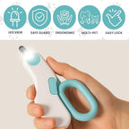 GadgetPawsUSA cat grooming tool demonstrating the razor sharp stainless steel blades close up.