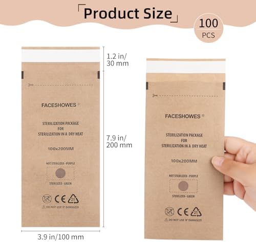 Close up of BuduProfi sterilization pouch adhesive seal and indicator