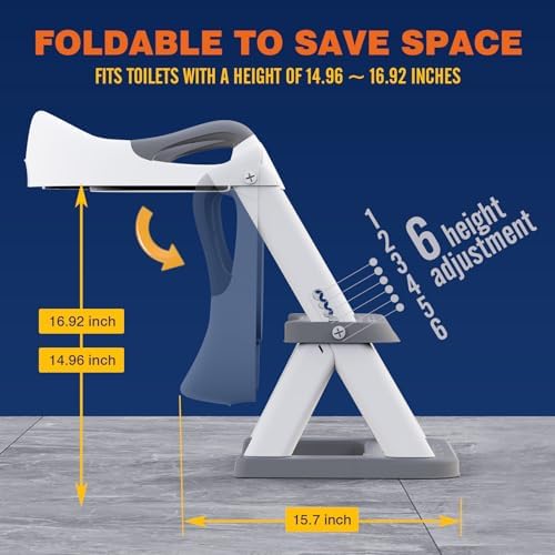 SKYROKU grey potty trainer showing space saving folded mechanism for storage