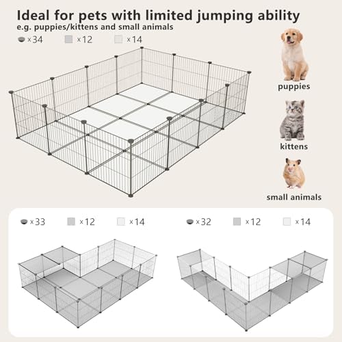Rabbit Playpen Indoor, Transparent Clear + Wire Small Animal Playpen, 28 Panels (11.8") DIY Plastic Enclosure, Expandable Pet Fence Indoor for Guinea Pigs, Bunny, Hedgehogs, Puppies & Kittens - Image 4