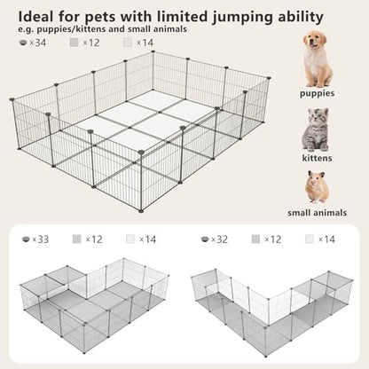 Rabbit Playpen Indoor, Transparent Clear + Wire Small Animal Playpen, 28 Panels (11.8") DIY Plastic Enclosure, Expandable Pet Fence Indoor for Guinea Pigs, Bunny, Hedgehogs, Puppies & Kittens - Image 4