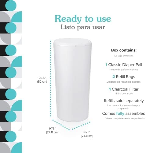 PurePail classic diaper pail side profile in nursery setting