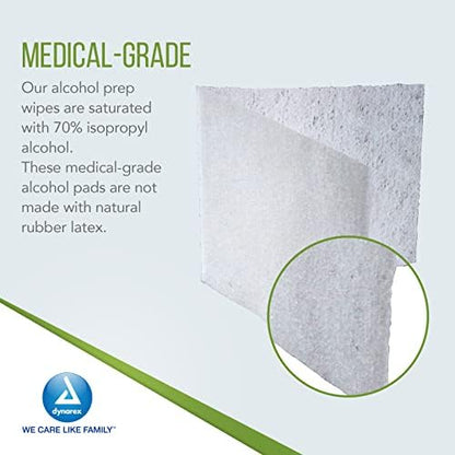 Dynarex medical grade sterile wipes for skin preparation and first aid use.