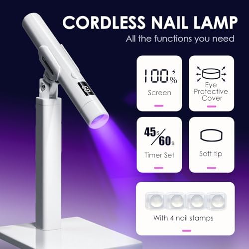 Rechargeable pen shape nail dryer showing the digital display and timer buttons