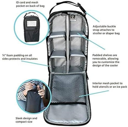 J.L. Childress bottle cooler bag showing interior padded shelving system