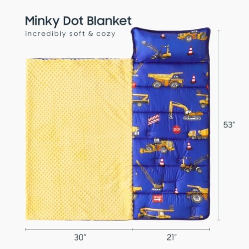 Wake In Cloud kids sleeping bag rolled up compactly with carry handle and hook and loop closure visible