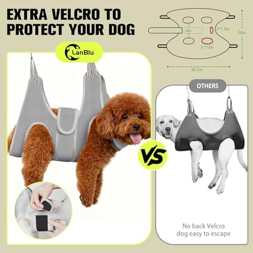 Dog grooming station with hammock and no-sit holders