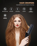 OKWRAP hair crimper tool display highlighting the adjustable temperature controls and power button mechanism.