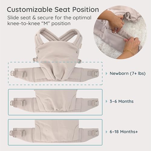 Parent wearing Infantino Honey Blossom baby carrier facing-in position