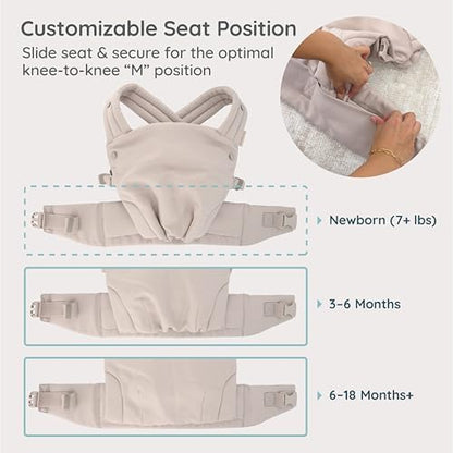 Parent wearing Infantino Honey Blossom baby carrier facing-in position