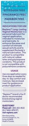 Replens bio-adhesive vaginal moisturizer for internal hydration and rejuvenation.
