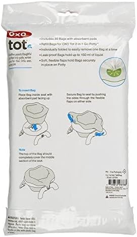 Close up of 60 count refill bags for portable potty training
