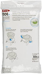 Close up of 60 count refill bags for portable potty training