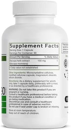 Back label of Bronson Bacopa capsules highlighting standardized bacosides ingredients list.