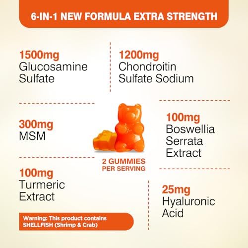 Glucosamine Chondroitin Gummies Sugar Free, Gummies Supplements for Adults Men & Women, 60 Count - Image 4
