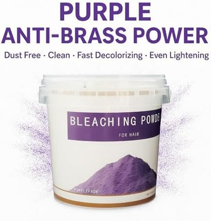 Anti brass high lift purple lightener powder texture close up