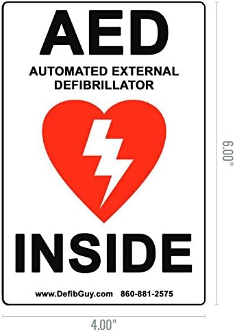 Weatherproof AED Automated External Defibrillator Inside sticker set for cabinets.