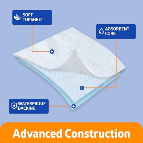 Disposable absorbent chucks blue waterproof backing side closeup visualization.