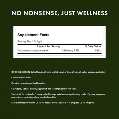 Swanson Beta-Carotene 7500 mcg antioxidant softgels for eye and skin health