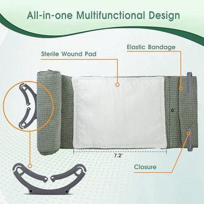 Israeli style trauma bandage with pressure applicator for bleeding control