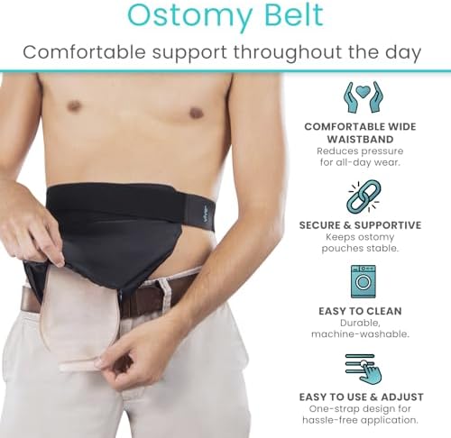 Vive adjustable stealth ostomy support belt in black