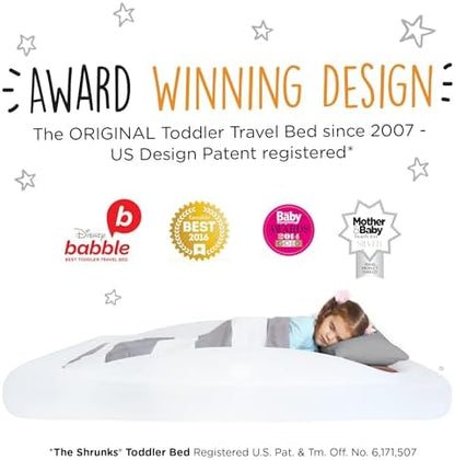 The Shrunks portable toddler bed being inflated with the included high speed electric pump