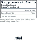 Vital Nutrients Quercetin supplement facts and ingredients label