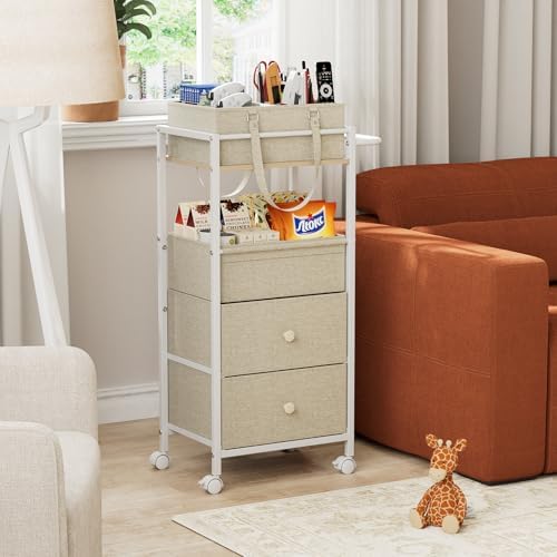 Modanais rolling cart with lockable wheels for nursery