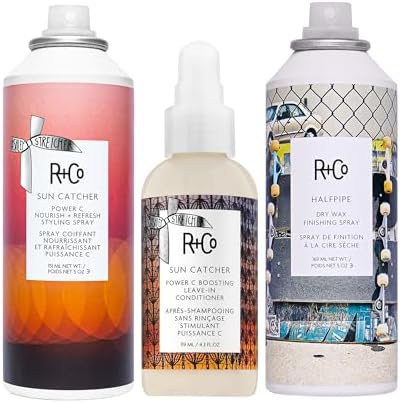 R+Co Sun Catcher Power C Boosting Leave In Conditioner side angle showing product details